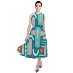 Abstract Shapes Round Neck Boho Dress by SychEva