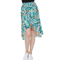 Abstract Shapes Frill Hi Low Chiffon Skirt by SychEva