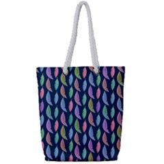 Watercolor Feathers Full Print Rope Handle Tote (small) by SychEva