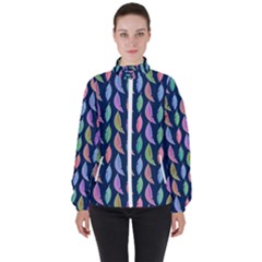 Watercolor Feathers Women s High Neck Windbreaker by SychEva