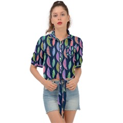 Watercolor Feathers Tie Front Shirt  by SychEva