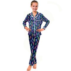 Watercolor Feathers Kid s Satin Long Sleeve Pajamas Set by SychEva