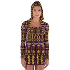 Fancy Ornate Pattern Mosaic Print Long Sleeve Hooded T-shirt by dflcprintsclothing