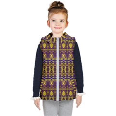 Fancy Ornate Pattern Mosaic Print Kids  Hooded Puffer Vest by dflcprintsclothing