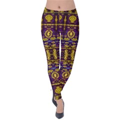 Fancy Ornate Pattern Mosaic Print Velvet Leggings by dflcprintsclothing