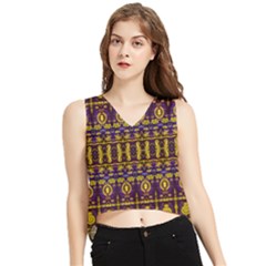 Fancy Ornate Pattern Mosaic Print V-neck Cropped Tank Top by dflcprintsclothing