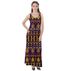 Fancy Ornate Pattern Mosaic Print Sleeveless Velour Maxi Dress by dflcprintsclothing