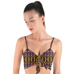 Fancy Ornate Pattern Mosaic Print Woven Tie Front Bralet by dflcprintsclothing