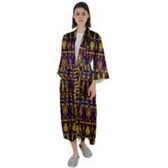 Fancy Ornate Pattern Mosaic Print Maxi Satin Kimono by dflcprintsclothing