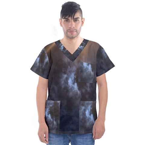 Mystic Moon Collection Men s V-neck Scrub Top by HoneySuckleDesign