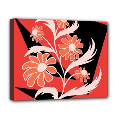 Abstract Folk Floral Art  Flowers Print, Poster   Deluxe Canvas 20  X 16  (stretched) by Eskimos