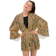 Folk Floral Pattern  Abstract Flowers Print  Seamless Pattern Long Sleeve Kimono by Eskimos