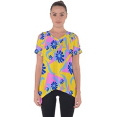 Folk Floral Pattern  Abstract Flowers Print  Seamless Pattern Cut Out Side Drop Tee by Eskimos