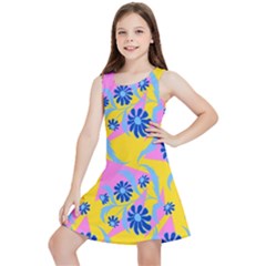 Folk Floral Pattern  Abstract Flowers Print  Seamless Pattern Kids  Lightweight Sleeveless Dress by Eskimos