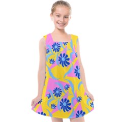 Folk Floral Pattern  Abstract Flowers Print  Seamless Pattern Kids  Cross Back Dress by Eskimos