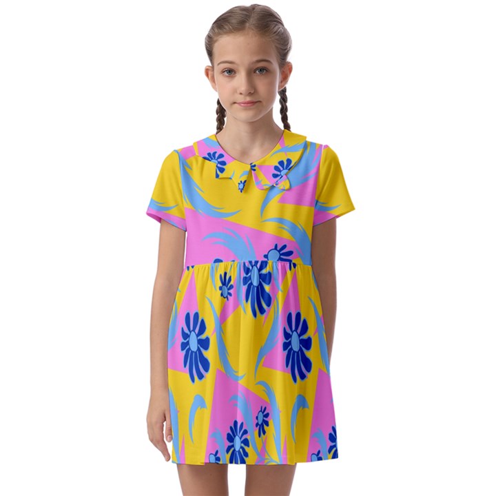 Folk floral pattern. Abstract flowers print. seamless pattern Kids  Asymmetric Collar Dress