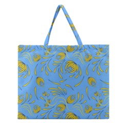 Folk Floral Pattern  Abstract Flowers Print  Seamless Pattern Zipper Large Tote Bag by Eskimos