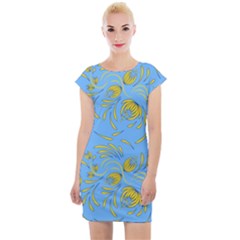 Folk Floral Pattern  Abstract Flowers Print  Seamless Pattern Cap Sleeve Bodycon Dress by Eskimos