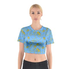 Folk Floral Pattern  Abstract Flowers Print  Seamless Pattern Cotton Crop Top by Eskimos