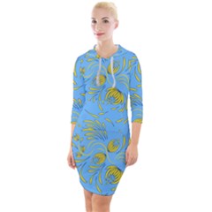 Folk Floral Pattern  Abstract Flowers Print  Seamless Pattern Quarter Sleeve Hood Bodycon Dress by Eskimos