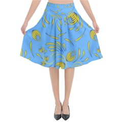 Folk Floral Pattern  Abstract Flowers Print  Seamless Pattern Flared Midi Skirt by Eskimos