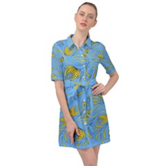 Folk Floral Pattern  Abstract Flowers Print  Seamless Pattern Belted Shirt Dress by Eskimos