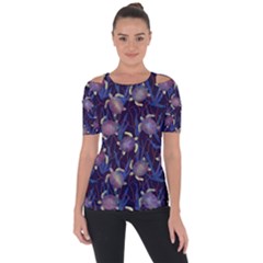 Turtles Swim In The Water Among The Plants Shoulder Cut Out Short Sleeve Top by SychEva