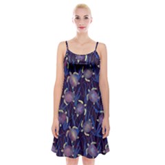 Turtles Swim In The Water Among The Plants Spaghetti Strap Velvet Dress by SychEva