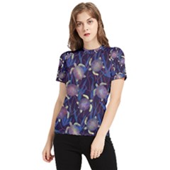 Turtles Swim In The Water Among The Plants Women s Short Sleeve Rash Guard by SychEva