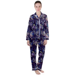 Turtles Swim In The Water Among The Plants Satin Long Sleeve Pajamas Set by SychEva