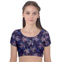 Turtles Swim In The Water Among The Plants Velvet Short Sleeve Crop Top  View1