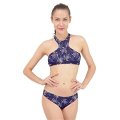 Turtles Swim In The Water Among The Plants High Neck Bikini Set by SychEva