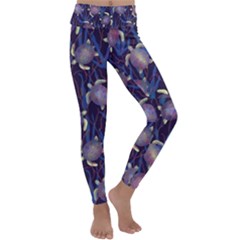 Turtles Swim In The Water Among The Plants Kids  Lightweight Velour Classic Yoga Leggings by SychEva