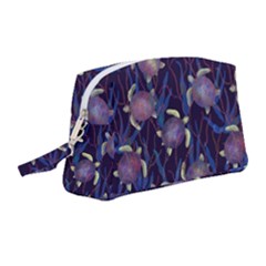 Turtles Swim In The Water Among The Plants Wristlet Pouch Bag (medium) by SychEva