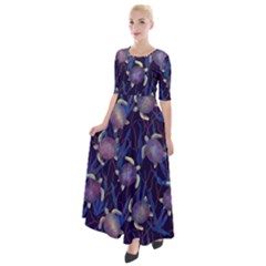 Turtles Swim In The Water Among The Plants Half Sleeves Maxi Dress by SychEva