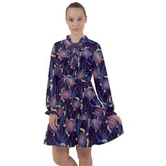 Turtles Swim In The Water Among The Plants All Frills Chiffon Dress by SychEva