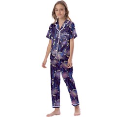 Turtles Swim In The Water Among The Plants Kids  Satin Short Sleeve Pajamas Set by SychEva