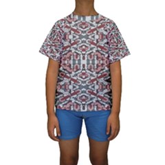 Multicolored Intricate Geometric Pattern Kids  Short Sleeve Swimwear by dflcprintsclothing