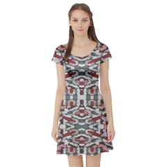 Multicolored Intricate Geometric Pattern Short Sleeve Skater Dress by dflcprintsclothing