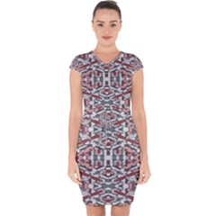 Multicolored Intricate Geometric Pattern Capsleeve Drawstring Dress  by dflcprintsclothing