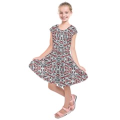 Multicolored Intricate Geometric Pattern Kids  Short Sleeve Dress by dflcprintsclothing