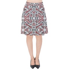 Multicolored Intricate Geometric Pattern Velvet High Waist Skirt by dflcprintsclothing