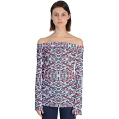 Multicolored Intricate Geometric Pattern Off Shoulder Long Sleeve Top by dflcprintsclothing