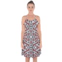 Multicolored Intricate Geometric Pattern Ruffle Detail Chiffon Dress View1