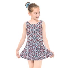 Multicolored Intricate Geometric Pattern Kids  Skater Dress Swimsuit by dflcprintsclothing