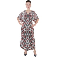 Multicolored Intricate Geometric Pattern V-neck Boho Style Maxi Dress by dflcprintsclothing