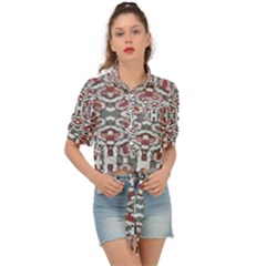 Multicolored Intricate Geometric Pattern Tie Front Shirt  by dflcprintsclothing