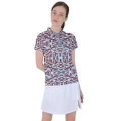 Multicolored Intricate Geometric Pattern Women s Polo Tee