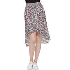 Multicolored Intricate Geometric Pattern Frill Hi Low Chiffon Skirt by dflcprintsclothing