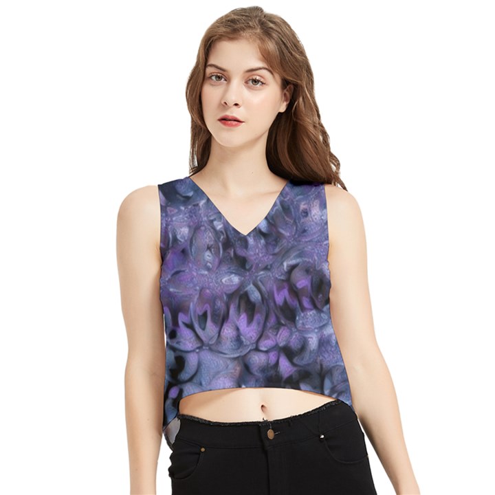 Carbonated Lilacs V-Neck Cropped Tank Top